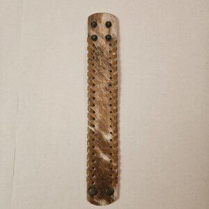 Natural Hair-on-Hide Leather Cuff Bracelet - Chestnut